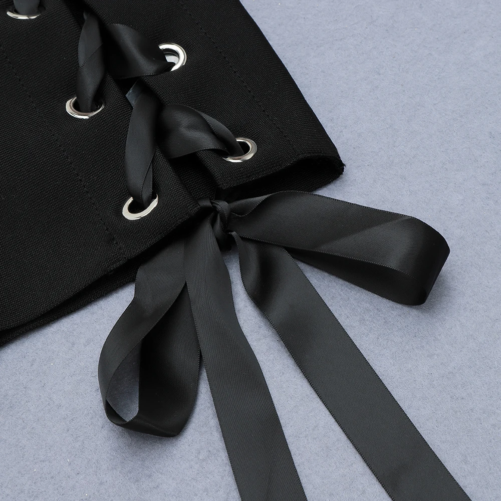 

Women Winter Sexy Long Sleeve Deep V Neck Eyelet Black Bodycon Bandage Dress 2020 Elegant Evening Party Club Dress Vestidos