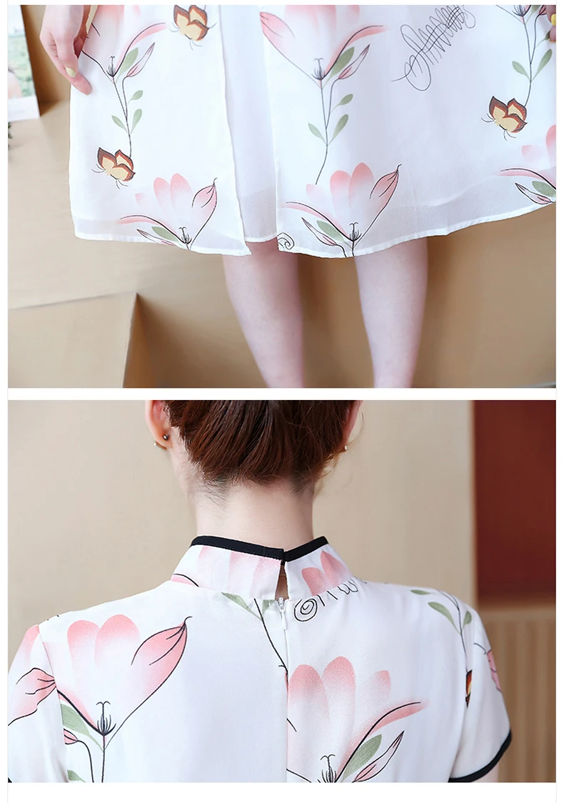 Китайское платье, традиционное платье с принтом, qipao, женские вечерние платья, Ретро стиль, cheongsam, для женщин, невесты, шифоновый чонсам, современный