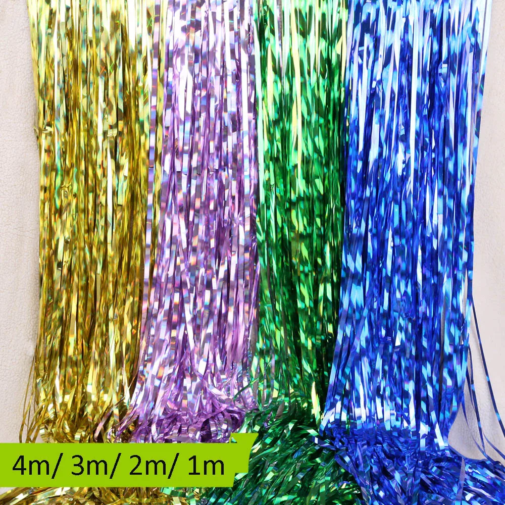 4 м Лазерная Блестки из фольги бахрома дождь занавес свадебный фон стенд День
