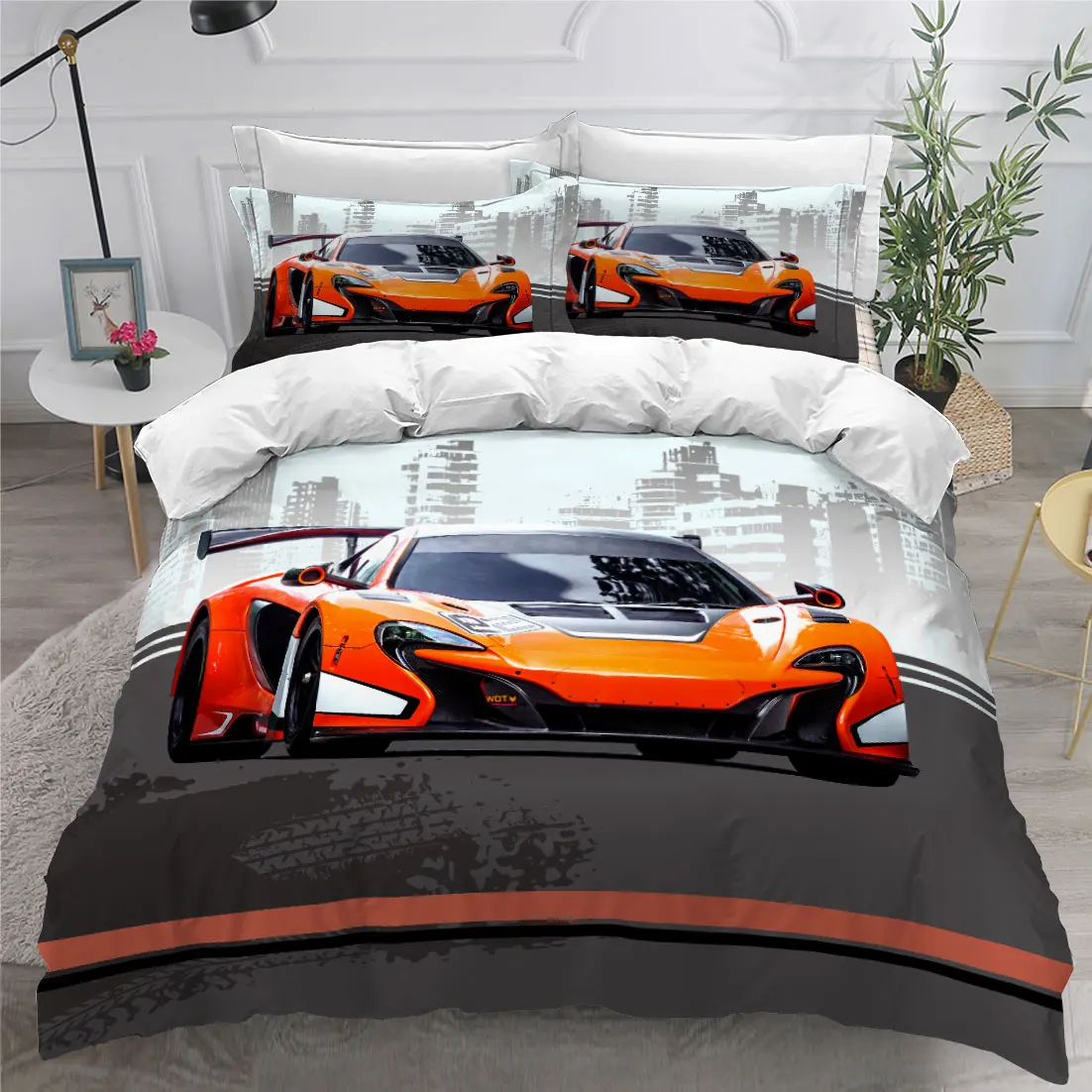 Гоночная мечта Новый комплект постельного белья из 3 предметов пододеяльник