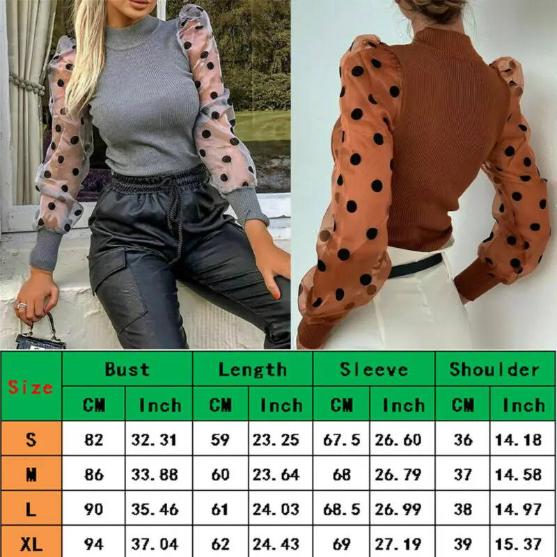 Женские футболки с воротником-хомутом повседневный стиль пышными рукавами