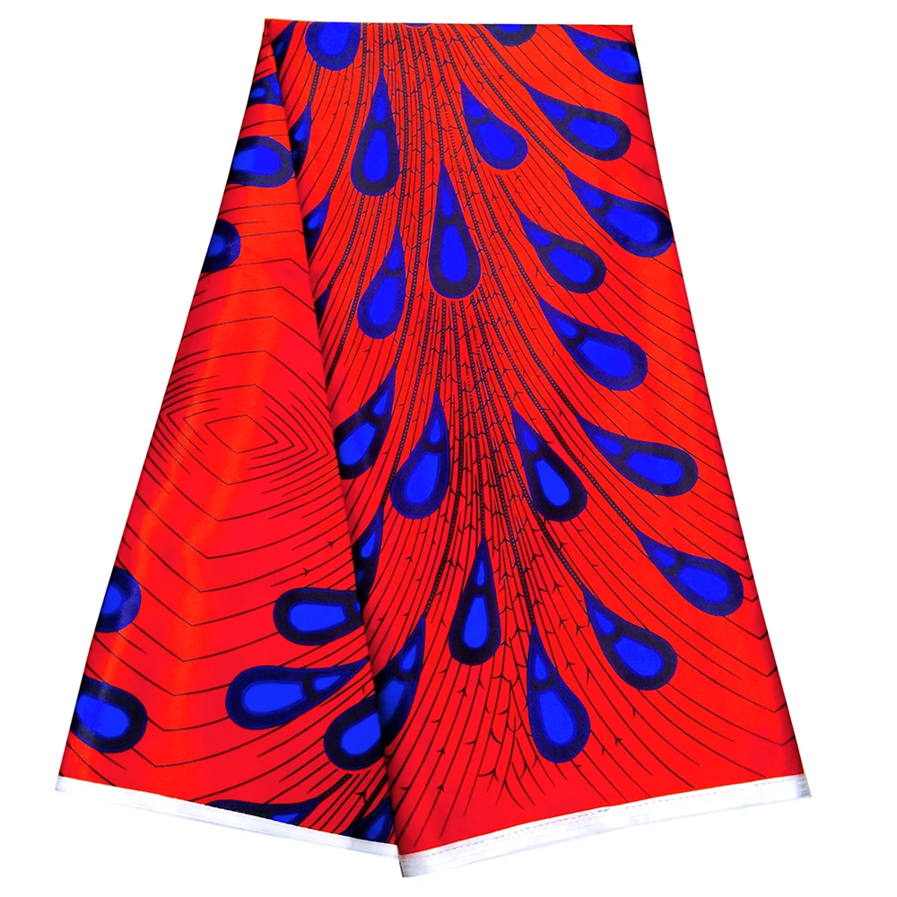 

6Yards\lot African Print Fabric Peacock Feather Print African Fabric For Wedding Party