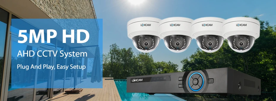 LOXCAM h.265+ камера безопасности Система 5MP Ultra HD Крытый Открытый Антивандальный ИК ночного наблюдения камера 4CH комплект видеонаблюдения