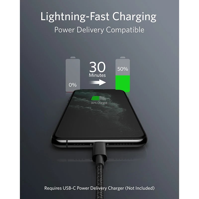 Кабель USB C/Lightning для iPhone 11 Pro/X/XS/XR / 8 Plus/AirPods Pro USB-C фута | Мобильные телефоны и