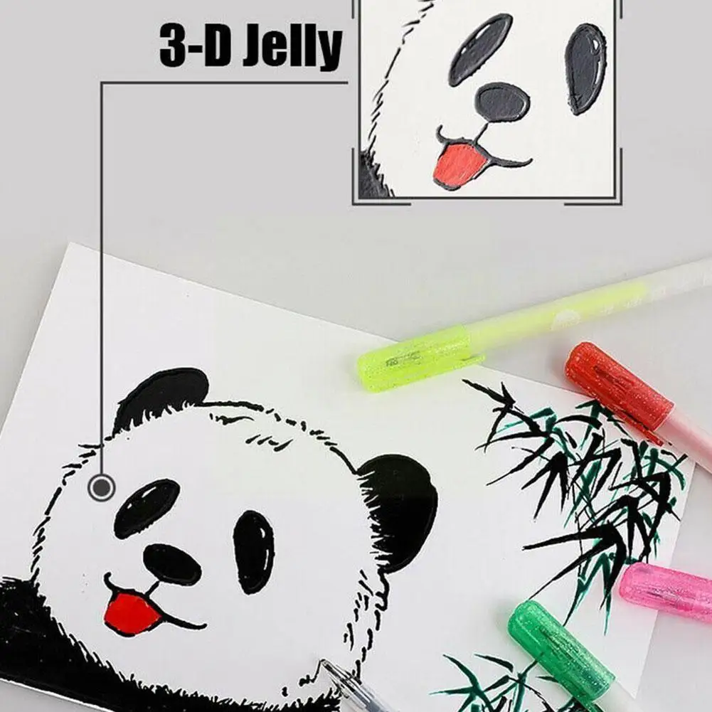 

3d Color Ink Pen Set With Assorted Colors Multiple-dimensional Diy Pen Set Pen 6pc Graffiti Painting Art Glossy Jelly Paint O3Y2