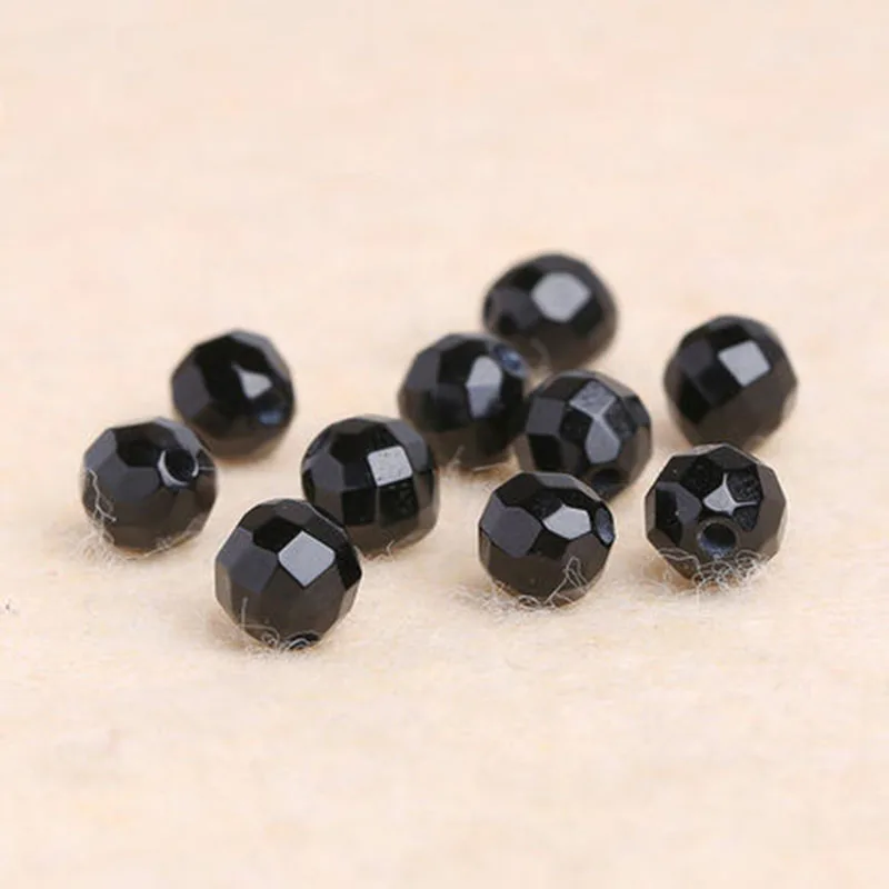 4A Natural Black Agate 64 Facet Diamond Cut Quartz Crystal Single Bead DIY Beads for Jewelry Making
