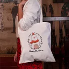 Новая тканевая сумка-тоут с рождественским оленем, Женская дорожная сумка для покупок, многоразовая сумка через плечо с защитой окружающей среды