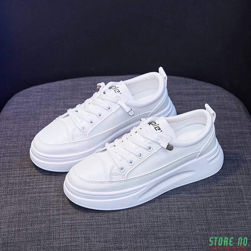 

2021 Fashion Sneakers Women Shoes Young Ladies Casual Shoes Female Sneakers Brand Woman White Shoes Thick Sole 3cm A2375