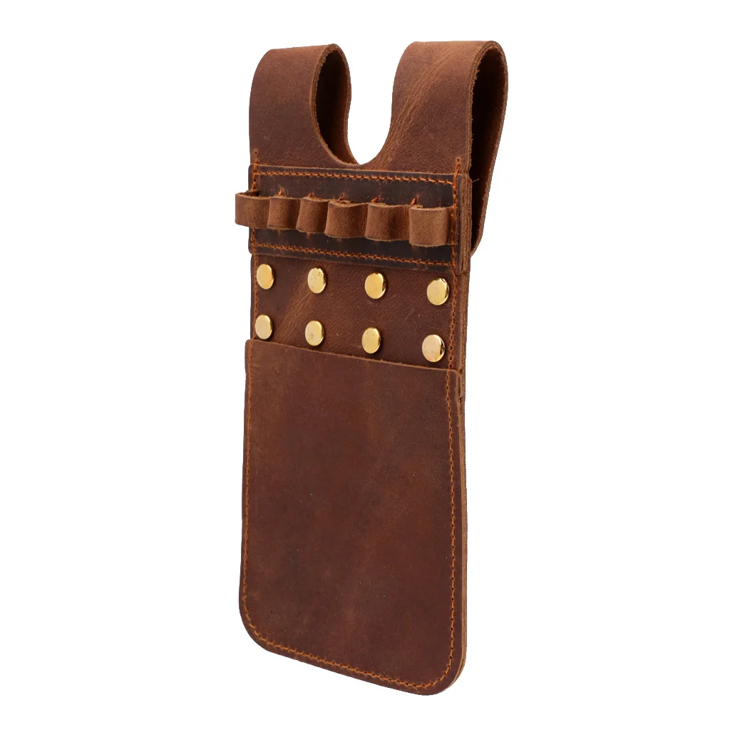 

Cow Leather Archery Arrow Quiver Holder Side Hip Belt Bag Pocket - Brown