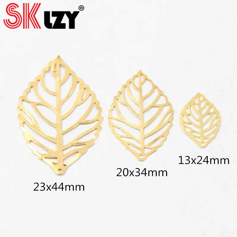 50 шт. Золотые листья филигранные обертки металлические подвески для женских