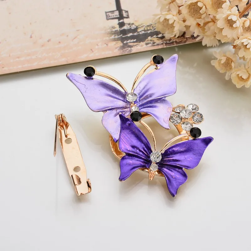 Gariton роскошный золотой цвет кристалл шарф с бабочкой клип горный хрусталь броши