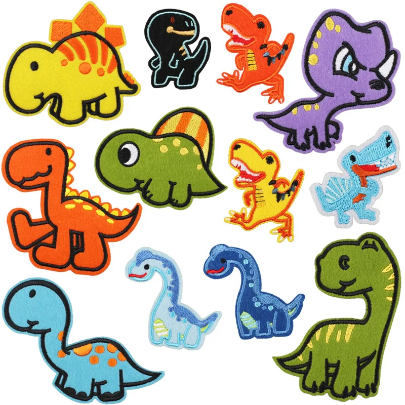 Симпатичные вышитые нашивки с динозавром патчи для утюга детская одежда сделай