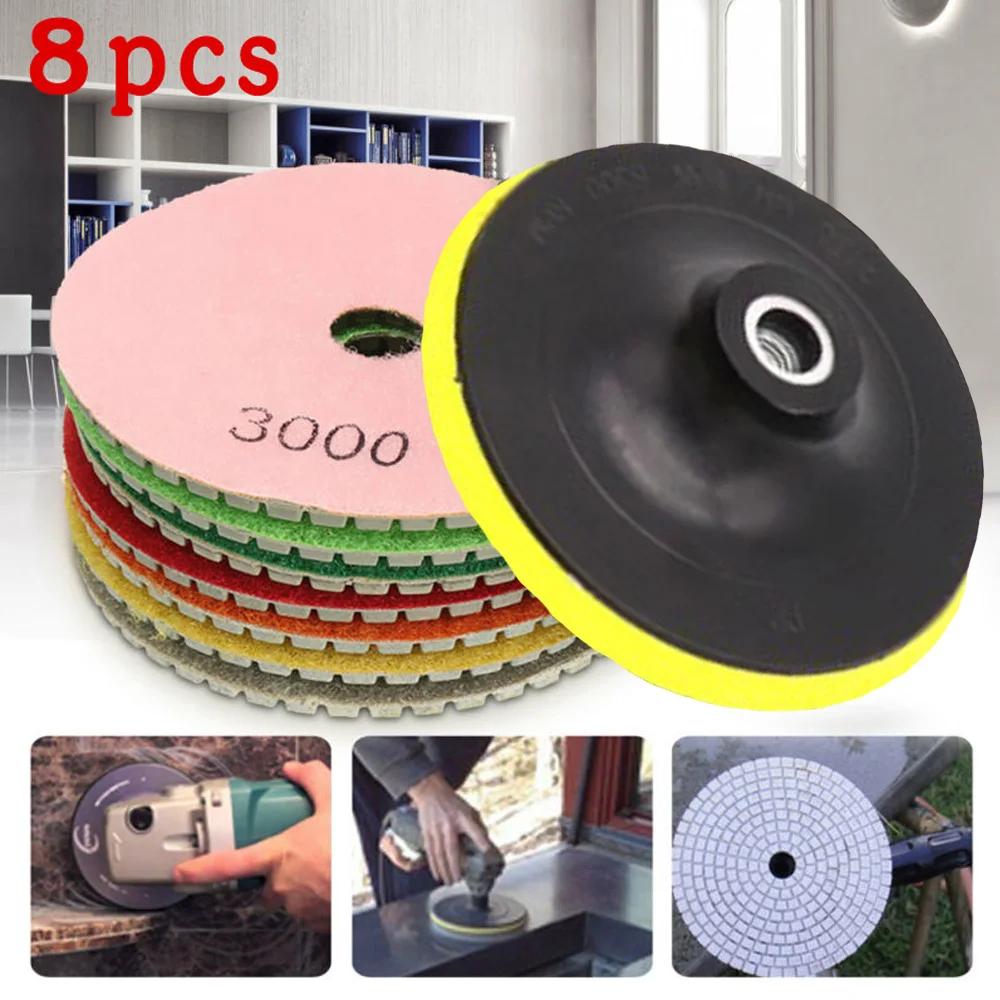 

8pcs/Set 4Inch Diamond Polishing Pad Concrete Marble Granite Grinding Disc Plate