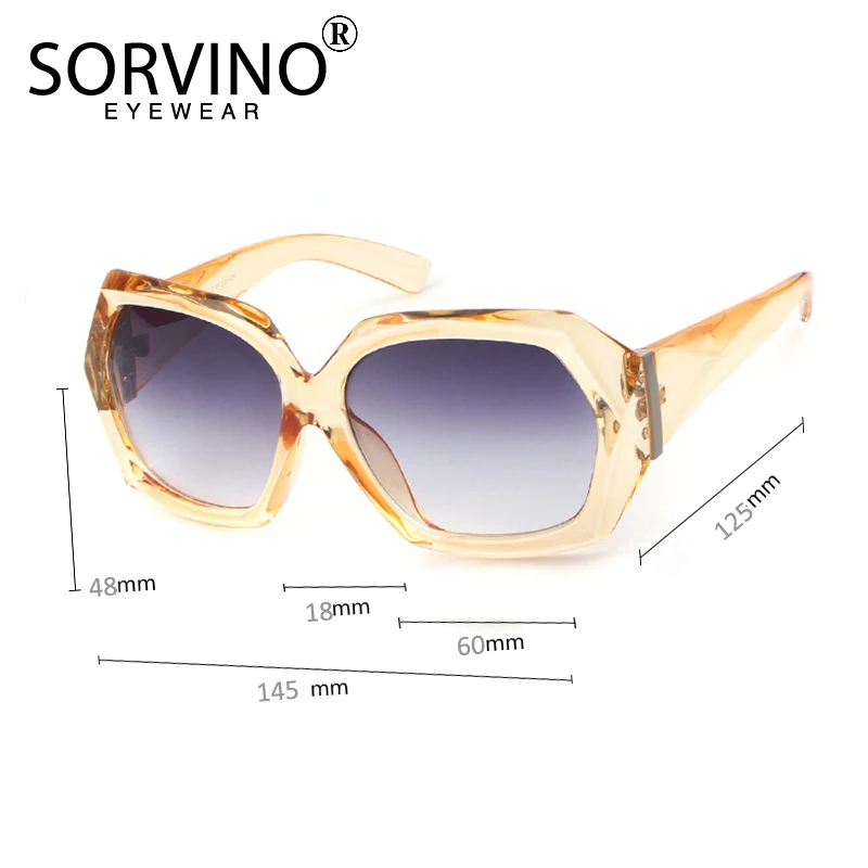 Женские солнцезащитные очки в стиле ретро SORVINO большие с шестигранной квадратной