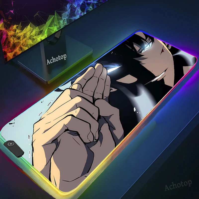 

Solo Leveling Anime Mouse Pads RGB Glow Pad To Mouse Notbook Computer Mouse pad Gaming Mousepad Gamer Keyboard Laptop Mats Mouse