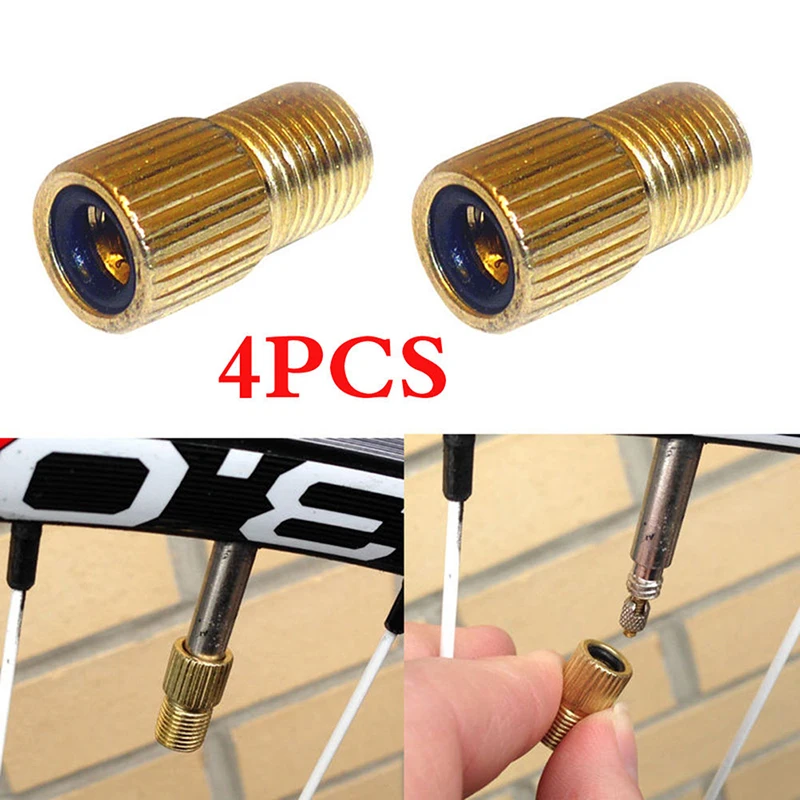 4pcs Bicycle Pump Tire Valve Adapter Convert Presta To Schrader Copper Bike Air Adaptor Wheels Nozzle Cycling Tool | Спорт и