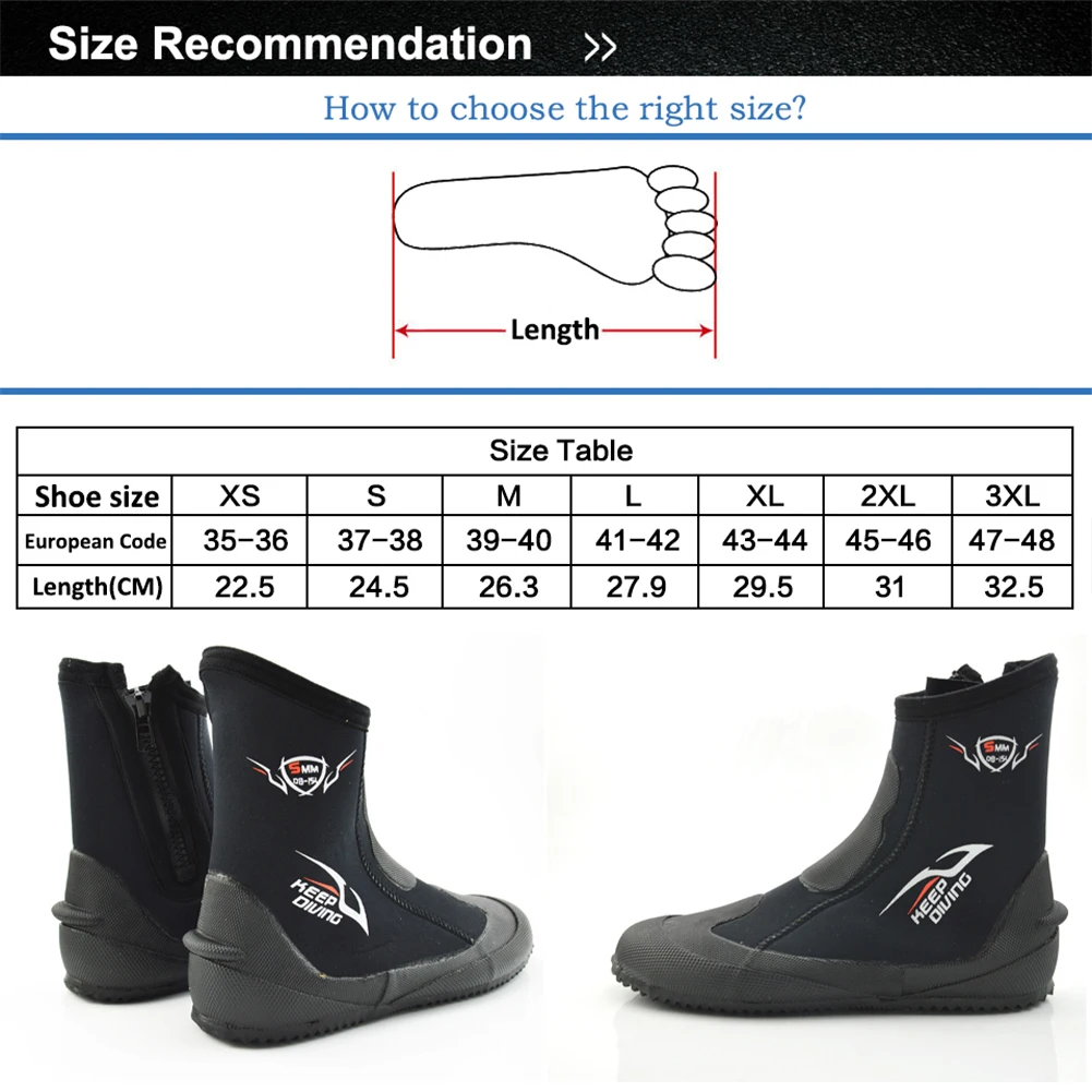 

Unisex 5MM Premium Neoprene Boots Water Shoes Thermal High Rise for Water Sports Cuba Diving Snorkeling Rafting Fishing Shoes