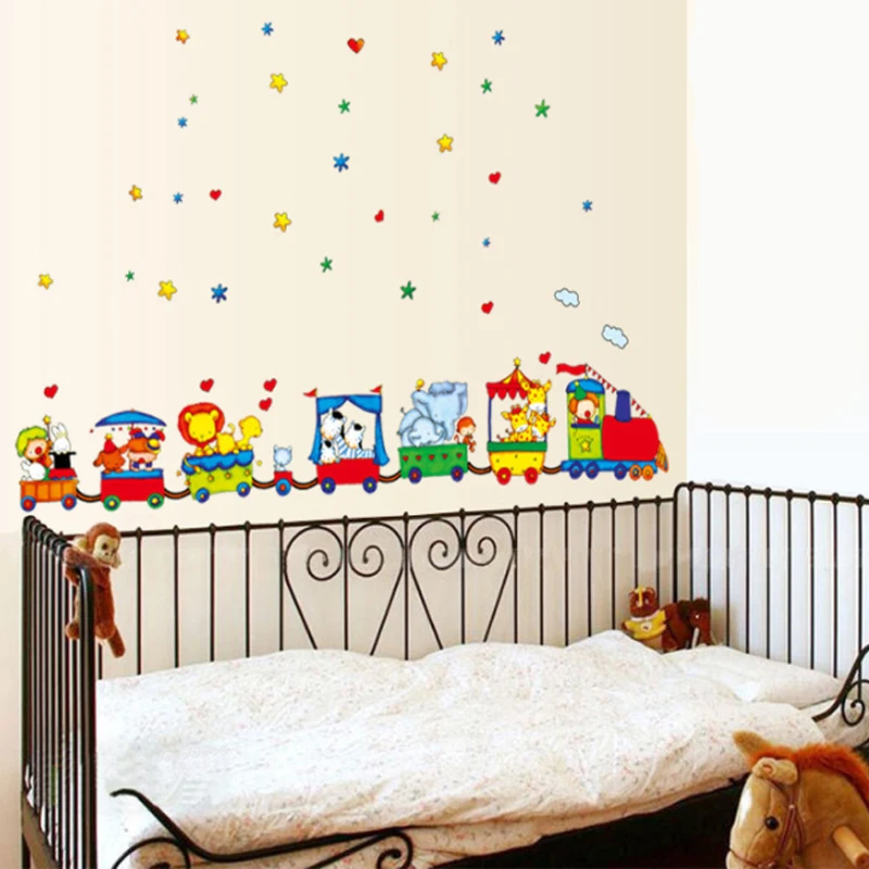 

Art vinyl animal Circus Train DIY Removable Wall Stickers Parlor Kids Bedroom Home Decor Mural Decal