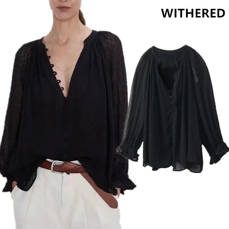 Увядшие blusas mujer de moda английские офисные женские солидные с v-образным вырезом сексуальные марлевые рубашки кимоно рубашки женские Топы И Футболки