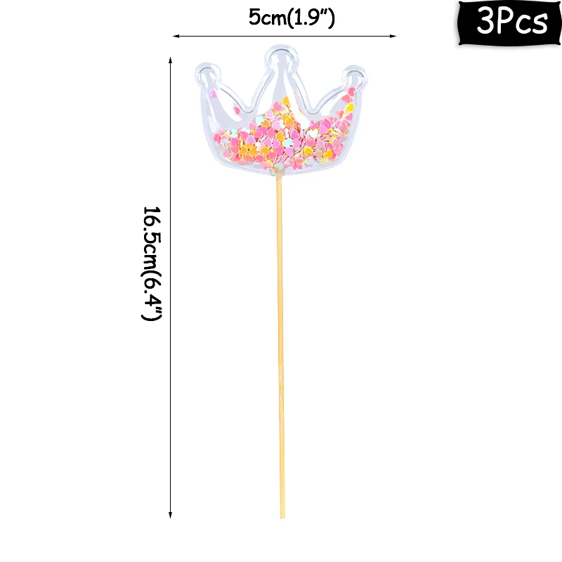 3pcs PVC Topper-M WEIGAO Bling Fairy ПВХ Топпер для торта Звезда облако Корона Радуга Единорог украшение день рождения единорог Радуга украшения торта поставки - Цвет: 3pcs PVC Topper-M