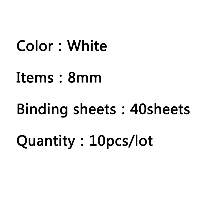 White-8mm 10PCS 21 Hole Binding Ring 6-12mm Loose-leaf Spiral Coil Scrapbook Album Binding Aprons PVC Binder Rings Notebook Office Supply - Цвет: White-8mm
