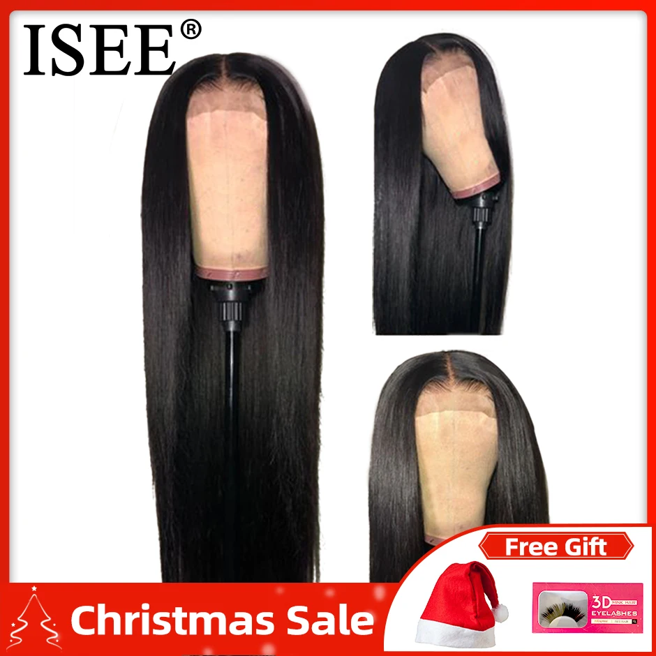 Прямые парики на шнурках для черных женщин 13X4 Remy 24/26 дюймов ISEE волосы парики 150% плотность малазийские волосы на фронте