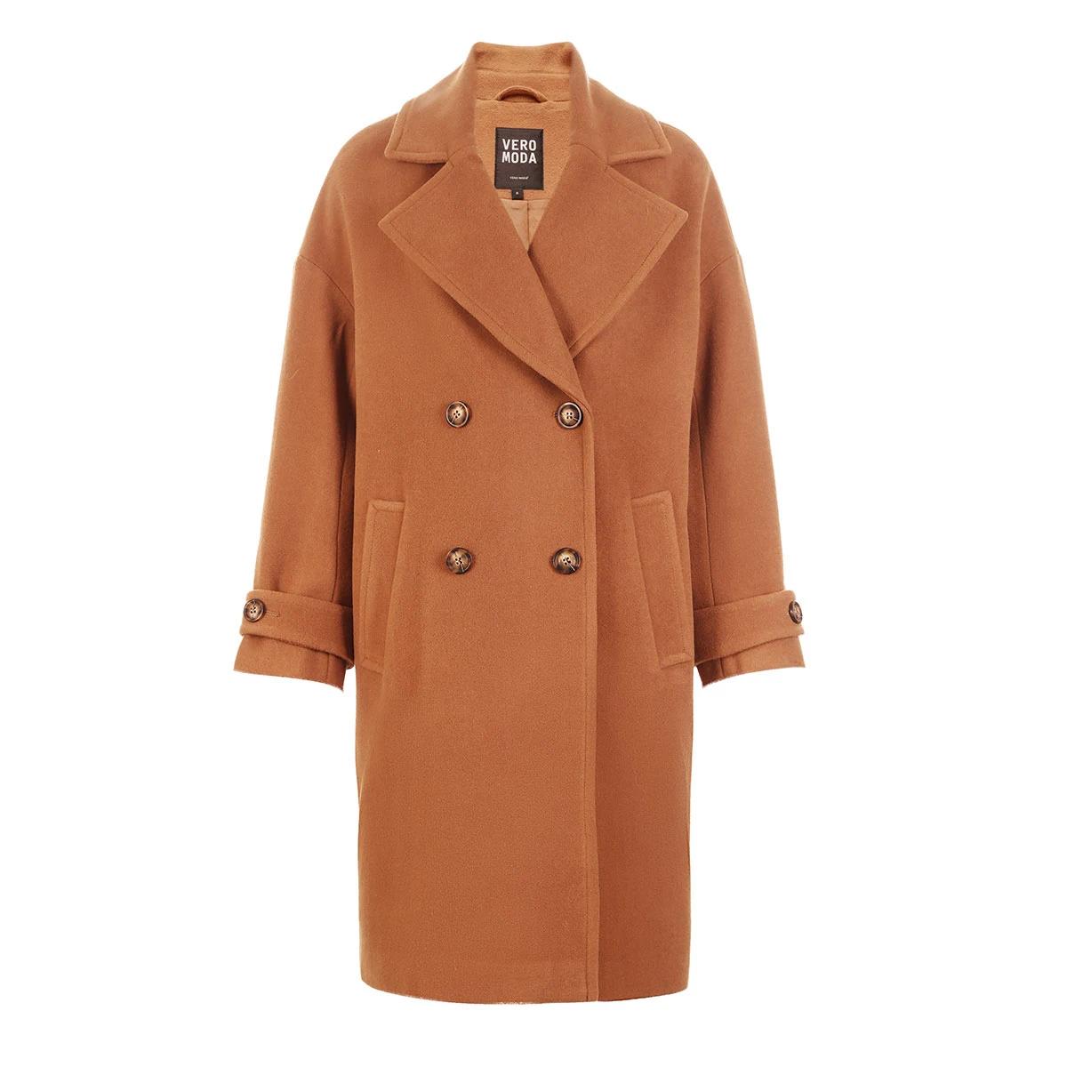 Vero Moda осень зима лацкан воротник двубортное шерстяное пальто | 318327564