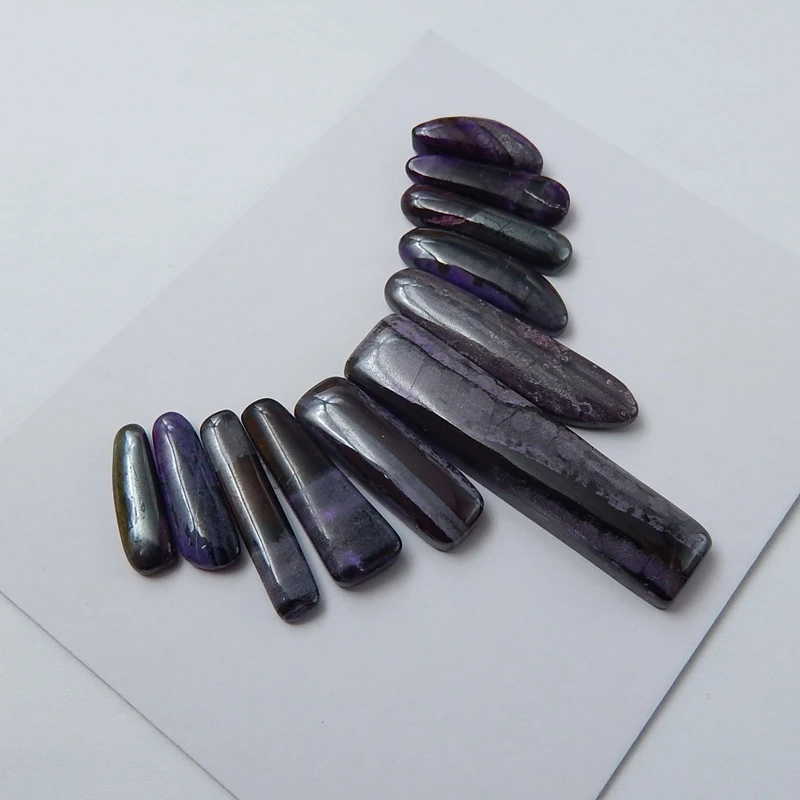 11 шт. натуральный камень Sugilite драгоценный камень Мода Кабошон Установка 32x7x4 мм 12x3x3 мм 7 г