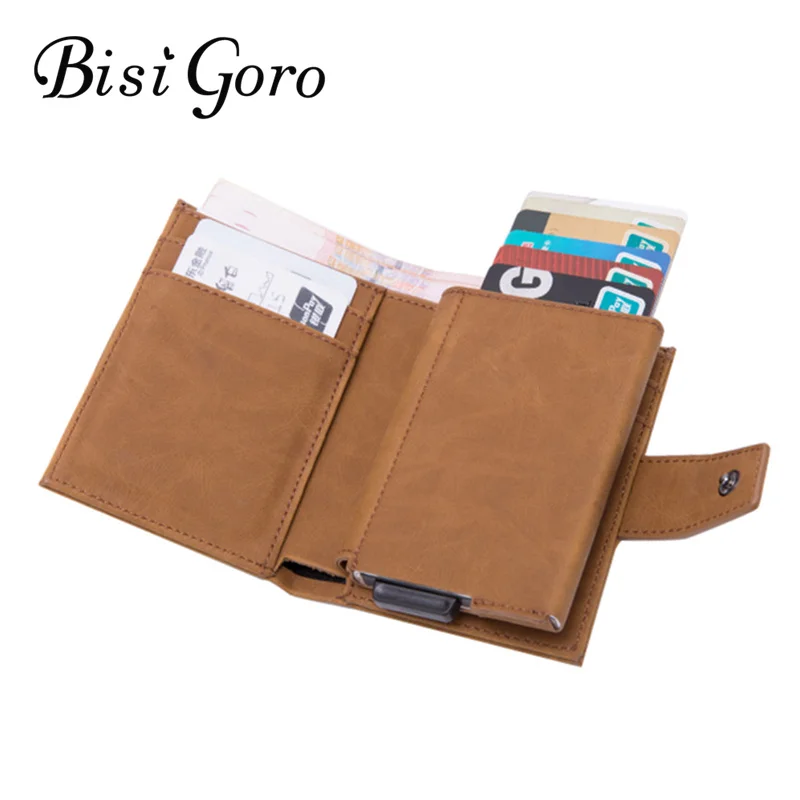 BISI GORO стиль RFID держатель для карт и минималистичный металлический кошелек для мужчин и женщин одиночная коробка алюминиевый блокирующий держатель для карт