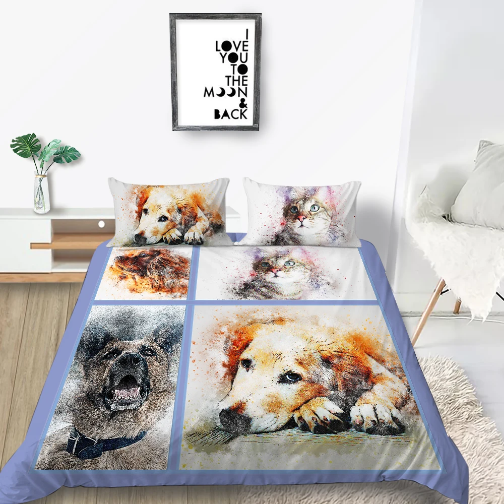 

Pet Bedding Set For Girls 3D Fashionable Sweet Duvet Cover Cat And Dog King Queen Twin Full Single Double Unique Design Bed Set