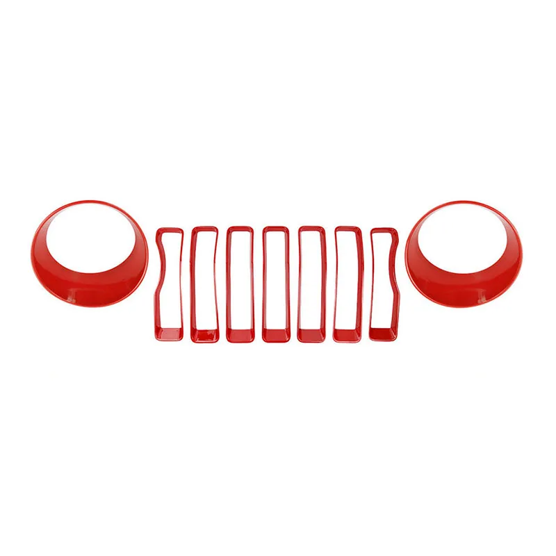 9 шт красный спереди вставки для радиаторной решетки фары крышка отделка