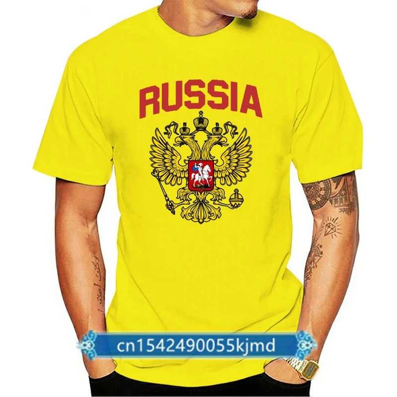 

Men Cotton Russian Empire Coat Of Arms Of Russia T Shirt Short Sleeve Round Neck Eagle Print Tshirt Gift Tee Merchandise
