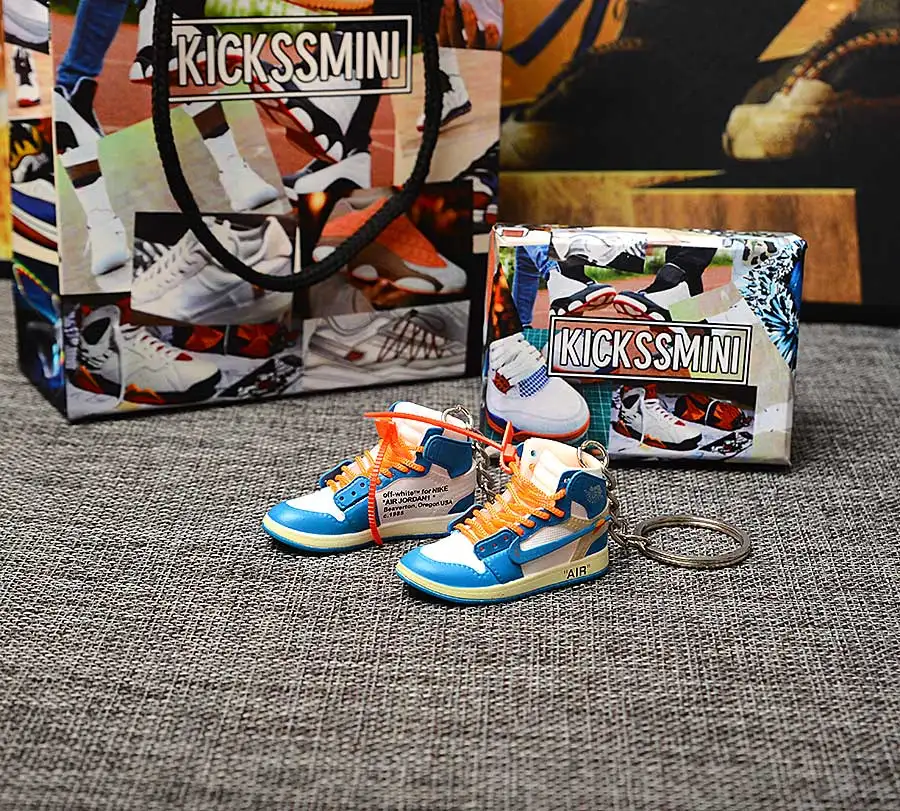 a pair w metal ring Персональный DIY Jordan Generation AIR JORDAN 1 chicago 3D кроссовок фигурный брелок сумка Подвеска парный брелок - Цвет: a pair w metal ring