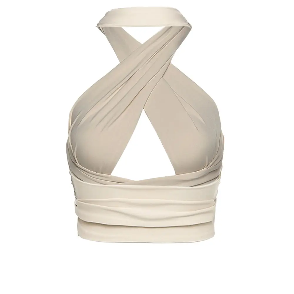 

Halter Crop Tops Women Bandage Hole Sexy Backless Tanks Solid Color Vest Skinny Party Clubwear Female Hot Outwear Outfits Summer