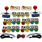 Аркадный Игровой контроллер, набор сделай сам, 5 В, хромированная, Золотая кнопка, короткий джойстик Zippy с нулевой задержкой, Raspberry Pi PC, USB-плата