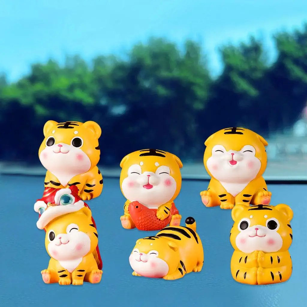 

TIGERS Figurine Home Decor Zodiac Blessing Lovely Animal Figurines for Table Office Car
