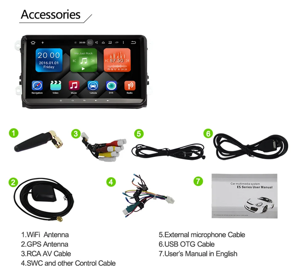 Eunavi 2 Din 9 ''Android 9 Автомагнитола для VW Polo Jetta Tiguan passat b6 cc fabia Golf Magotan gps Стерео bluetooth wifi без DVD