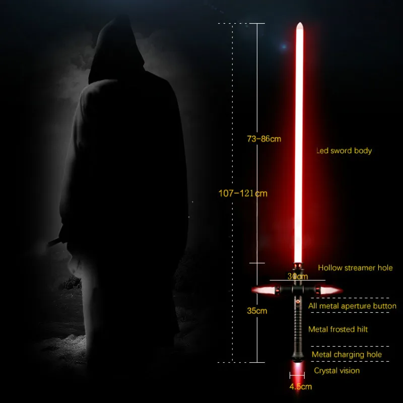 

Led Lightsaber with Foc Stick Force Heavy Dueling Lock Up Metal Hilt Blaster Sound Lightsaber Shining Cross Lightsaber Sword
