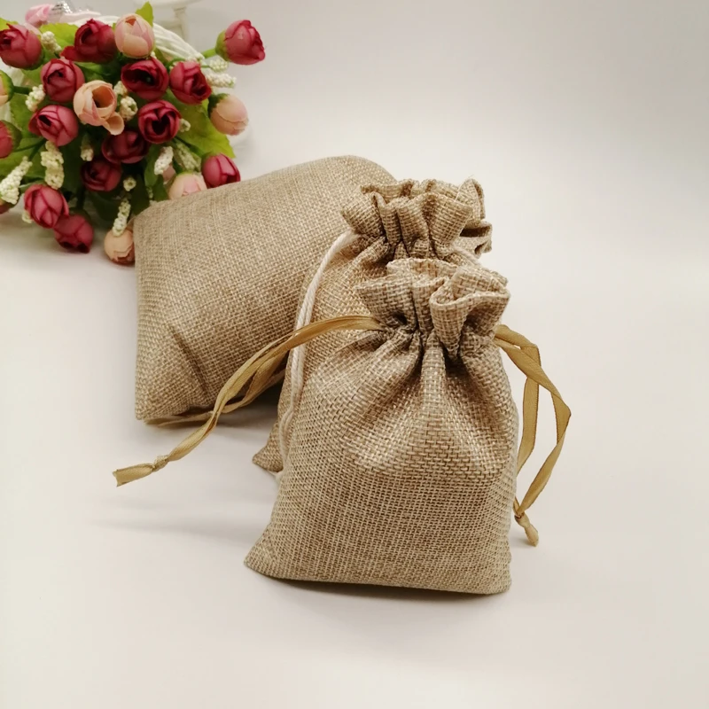 50pcs Jute Zakjes Jute Linen Drawstring Bag Wedding Gift Bag Gift Packaging Bag Jute Bag For Christmas Party Jewelry Pouch Sack
