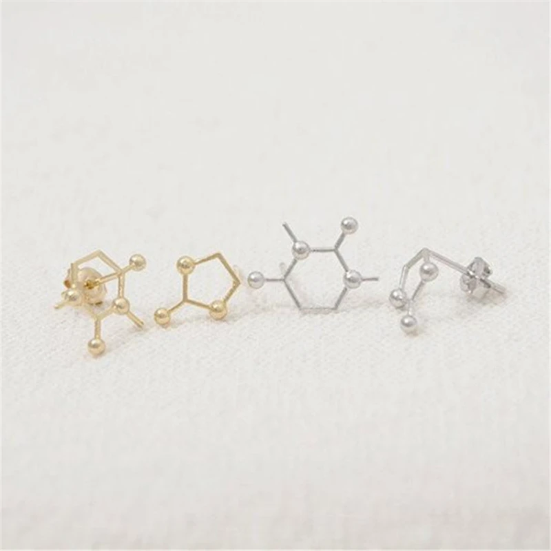 Fashion Molecular Geometry Stud Earrings Zinc Alloy Structure Of | Украшения и аксессуары