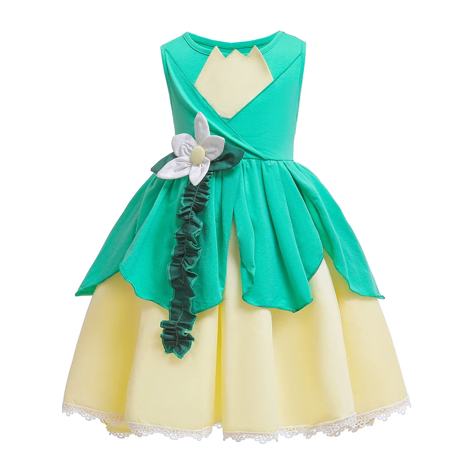Girl Princess Tiana Dress Cosplay Costume Children Cartoon The and Frog Costumes Baby Girls Birthday Party Clothes | Детская одежда и