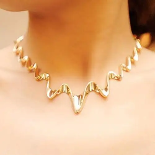 

HOT SALES！！！New Arrival Women's Fashion Korean Wave Chain Style Choker Statement Bib Necklace Jewelry Wholesale Dropshipping