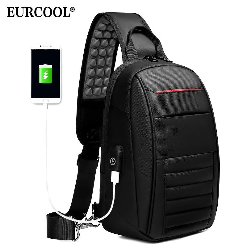 EURCOOL многофункциональная сумка через плечо мужская деловая с usb зарядкой