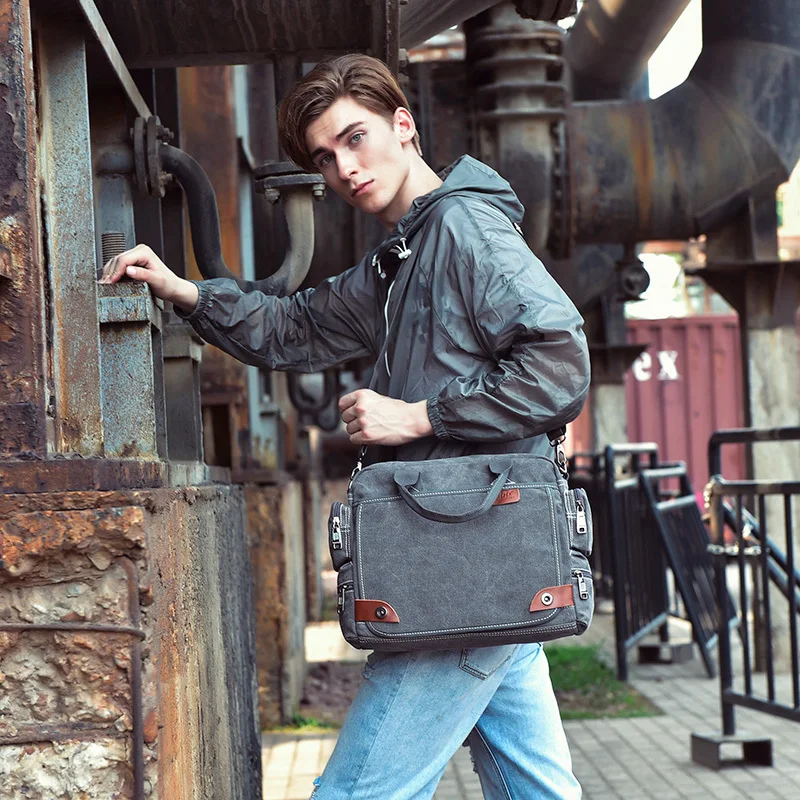 Холщовая Сумка мужская деловая сумка для ноутбука многофункциональная