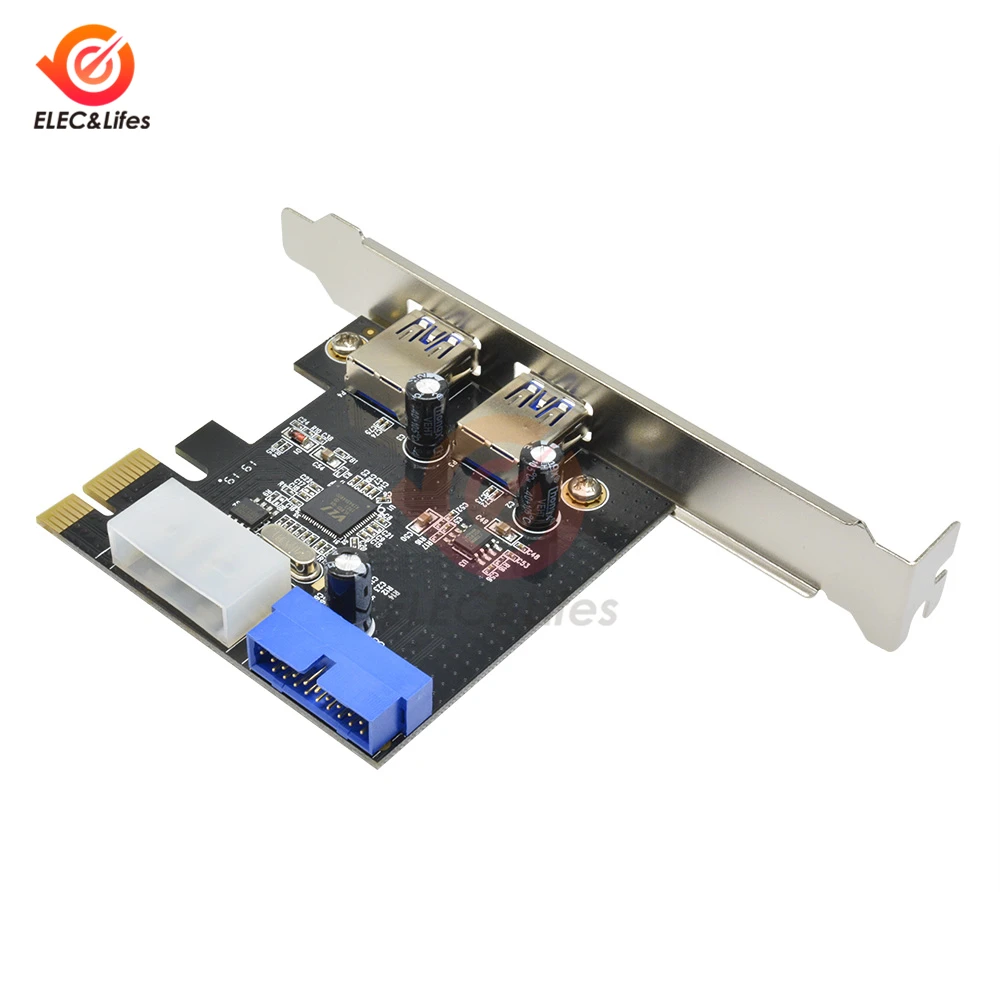 USB 3,0 PCI-E Плата расширения адаптер внешний 2 порта USB3.0 концентратор внутренний 19pin разъем PCI Express карта 4pin IDE разъем питания