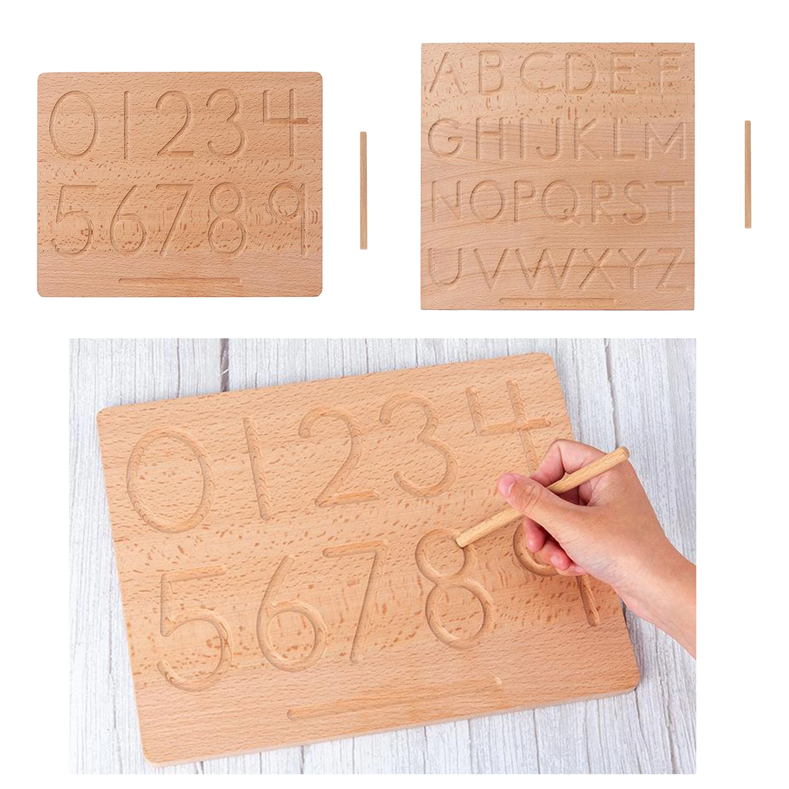 

Montessori English Alphabet Arabic Numerals Tracing Board Baby Writing Toy