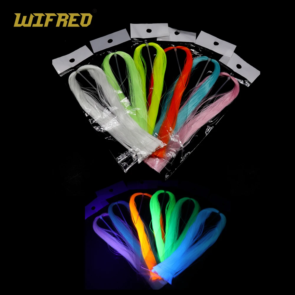 

Wifreo 12Bags Fly Tying Luminescent Minnow Fiber EP Glowing Material for Fishing Jig Hook Lures Making UV Luminous Trout Sea Rig
