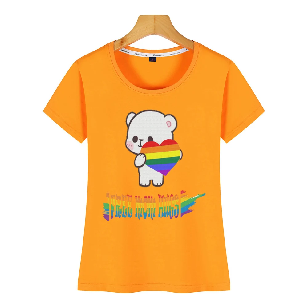 Футболка женская Базовая черная топ с обнимающим медведем свободная рубашка |