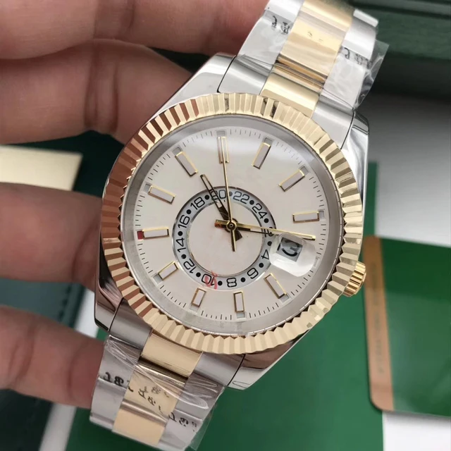 

Classic New Men Automatic Mechanical Watches Sky Silver Black White Crystal Sapphire Rose Gold Limited Sport 42MM