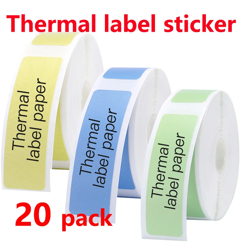 20Rolls D11 label paper Niimbot D61 Stickers adhesive paper Printing Label Waterproof Anti-Oil Price Label Pure Color Scratch-Re